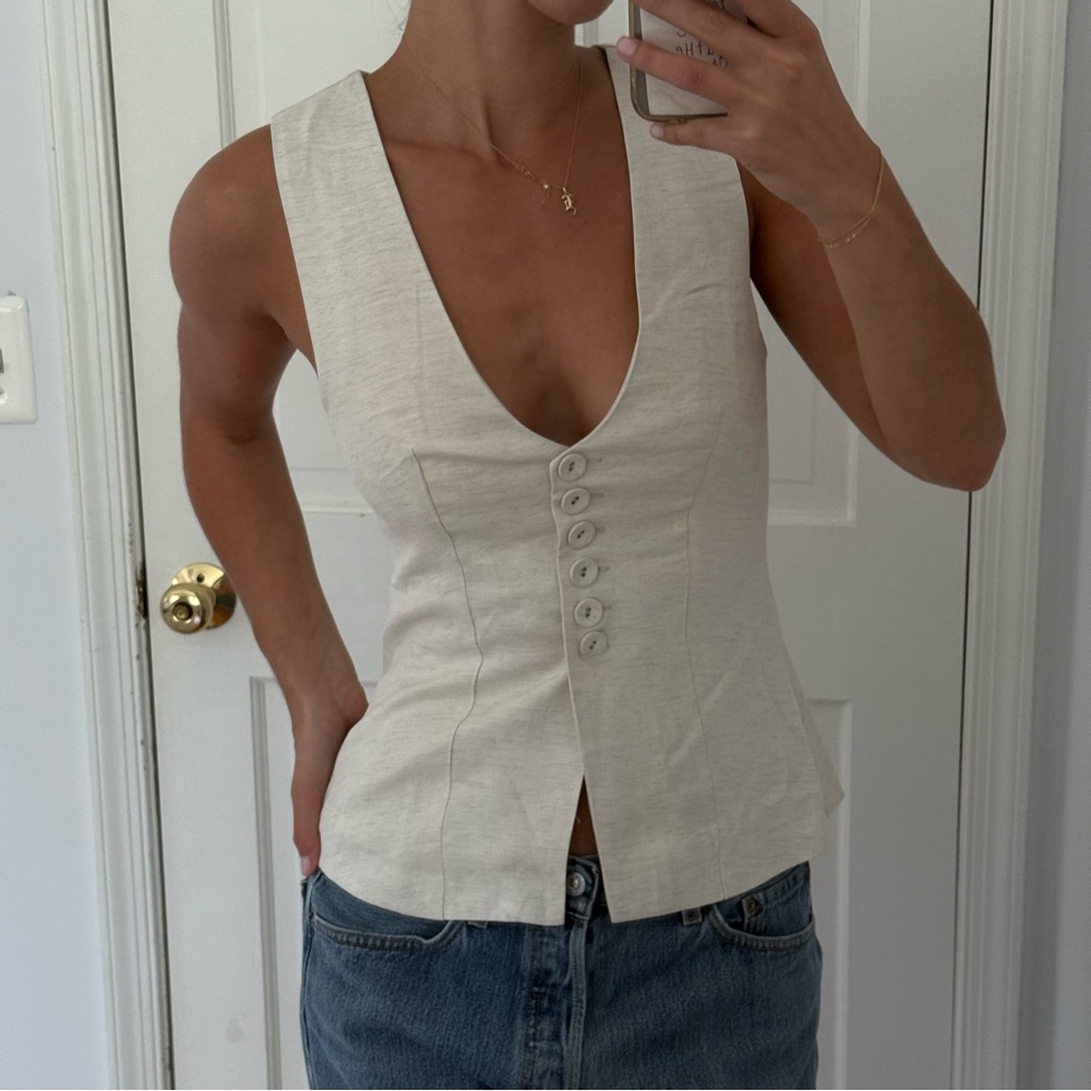 WeWoreWhat vest linen top- size 4 - Picture 3 of 8
